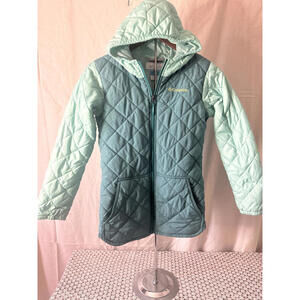 Columbia Girls Bella Plush Quilted Jacket Teal Mint Green Youth Sz M (10/12)